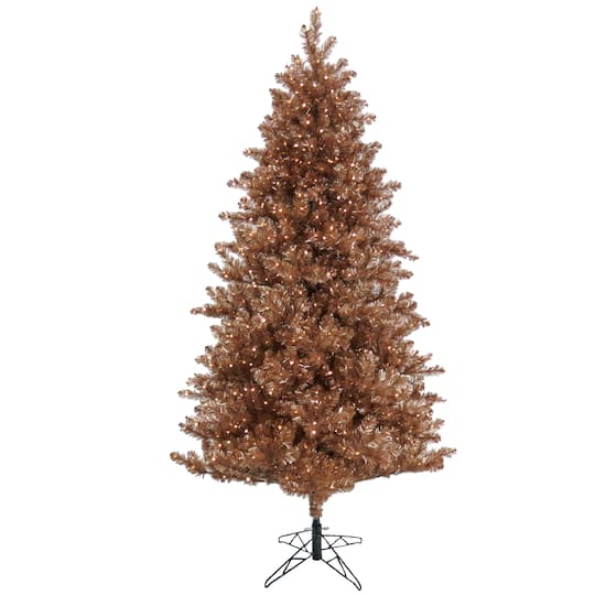7.5ft. Pre-Lit Rose Gold Metallic Artificial Christmas Tree, Clear LED Infinity Lights&#xAE;